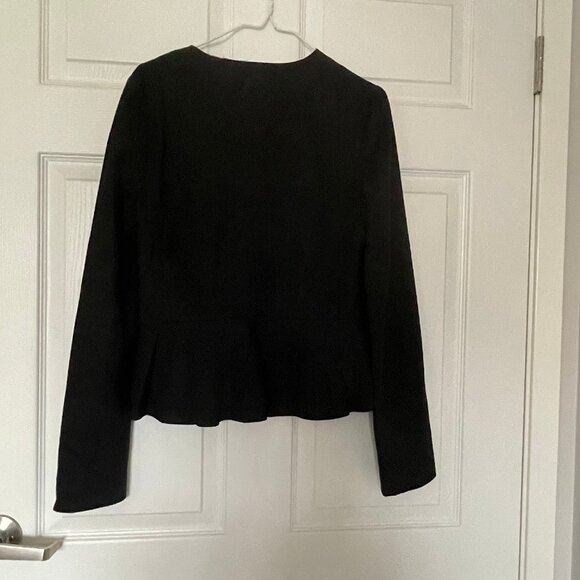 Banana Republic Women’s Peplum Collarless Zip Blazer - Black, Size 6 - Picture 2 of 8